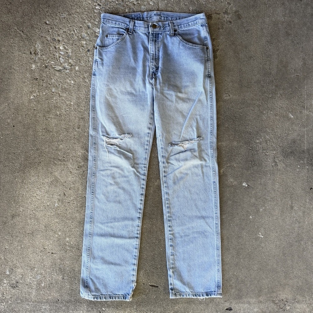 Wrangler Straight Leg Jeans With‎ Rips Streetwear Y2K Baggy